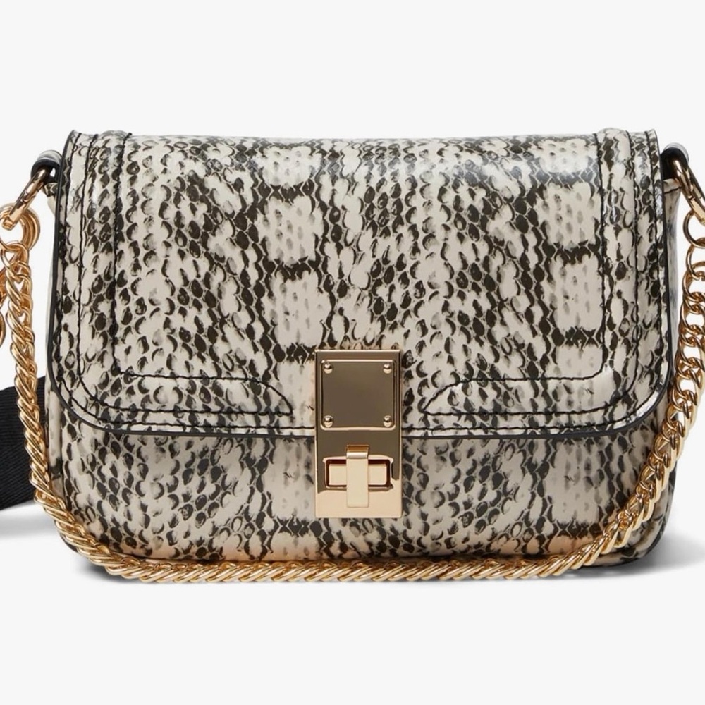 NWOT Elegant Snakeskin Crossbody Bag with Gold Chain